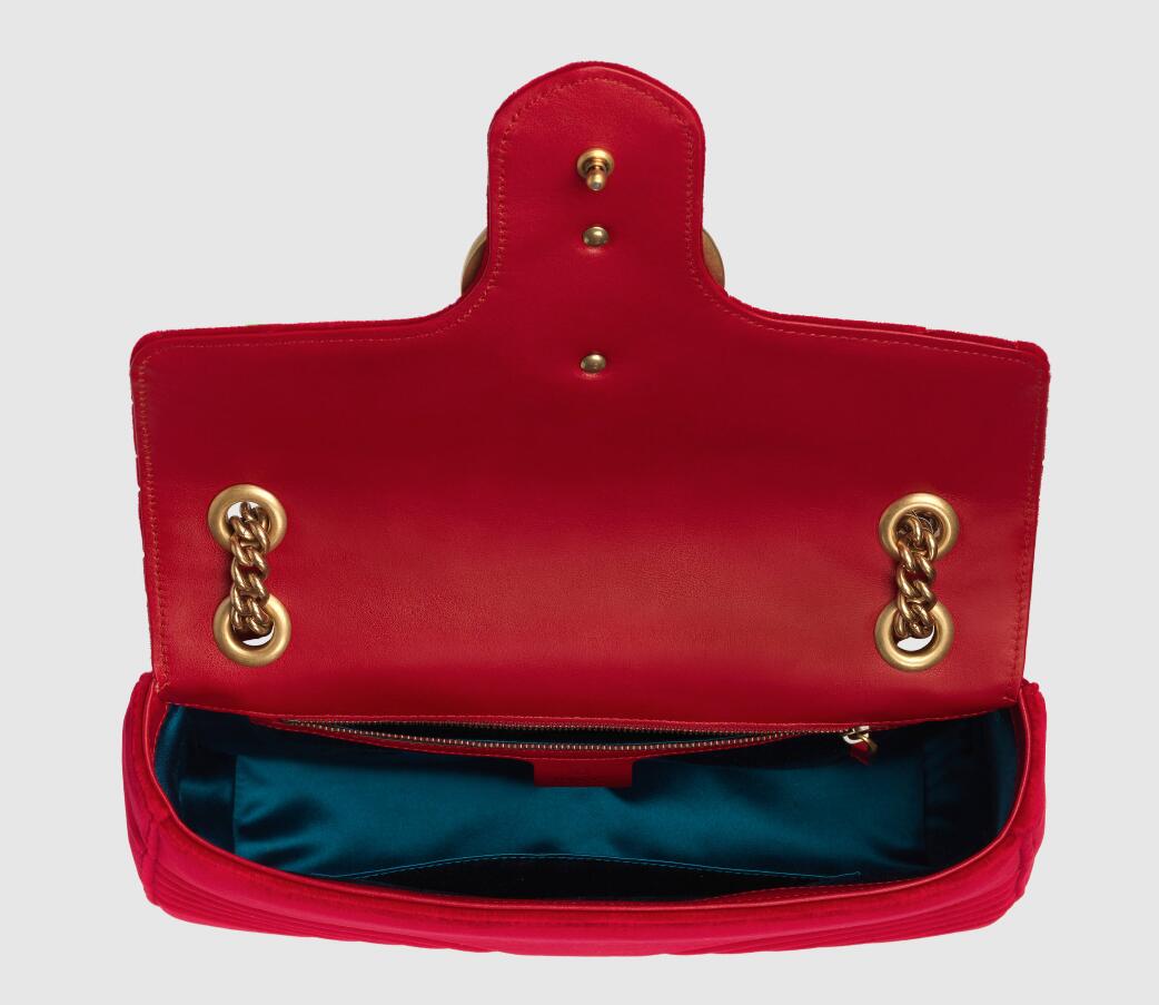 Gucci GG Marmont medium shoulder bag hibiscus red velvet 443496 - Click Image to Close